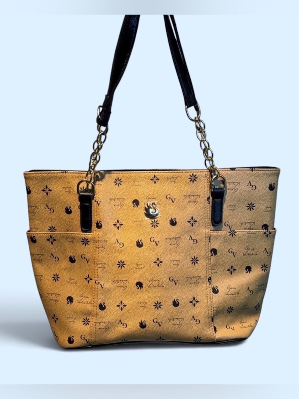 Gloria Vanderbilt Tan and Black Tote Bag